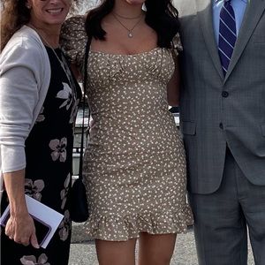 Pretty Little Thing light brown / nude mini dress.